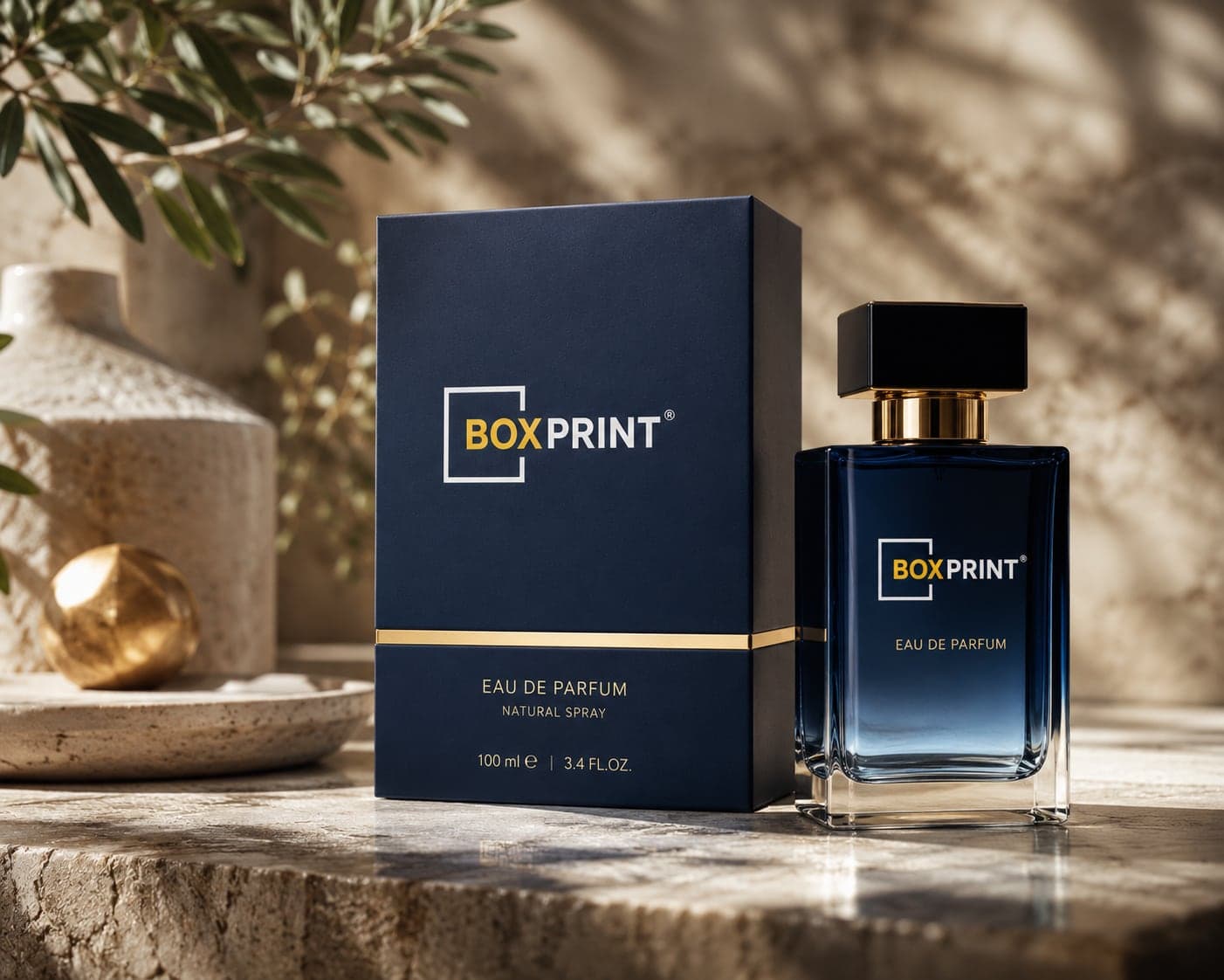 علبة عطر كحلية من إنتاج بوكس برنت